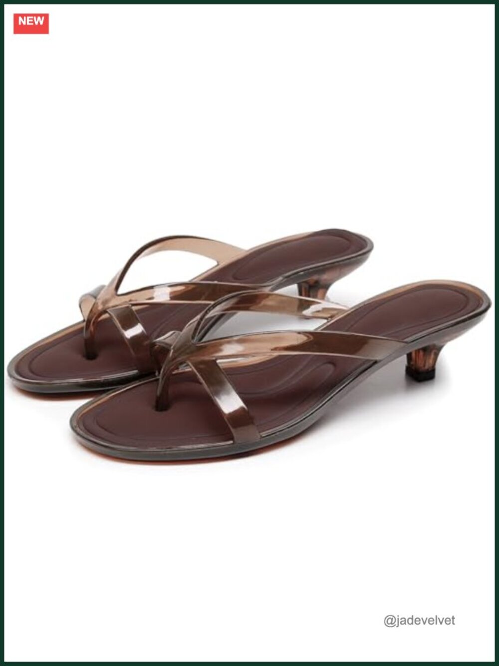 Clear Kitten Heel Thong Sandals Square Toe Women's Slip On Summer Shoes